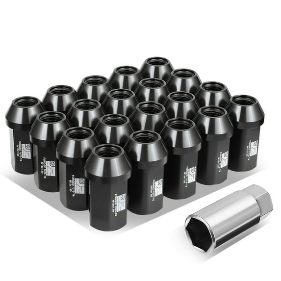 J2 Engineering 20Pcs Black M12 x 1.5 Wheel Tire Lug Nuts Closed End Aluminum Replacement with Adapter J2-LN-T7-038-15-BK