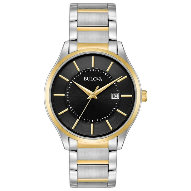 Bulova - Bulova Men's Two-Tone Black Dial Watch 98B290 - Walmart.com