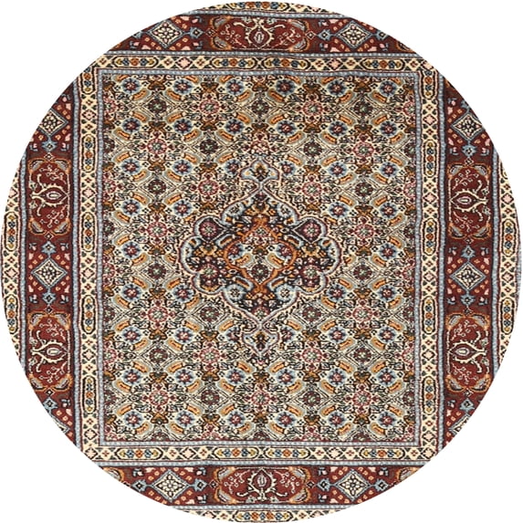 Ahgly Company Indoor Round Traditional Light French Beige Brown Persian Area Rugs, 3' Round