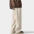 thumbnail image 5 of Summer Savings, Man's Corduroy Drawstring Trousers, Large Size, Straight Leg, Casual Fit, for Home/Office, Comfortable, Versatile, Elastic Waist, Solid Color, Plus Size Clothing | Beige L | Sopatenor, 5 of 9