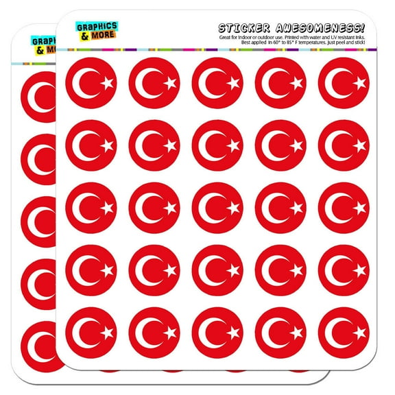 Turkey National Country Flag 1" Scrapbooking Crafting Stickers