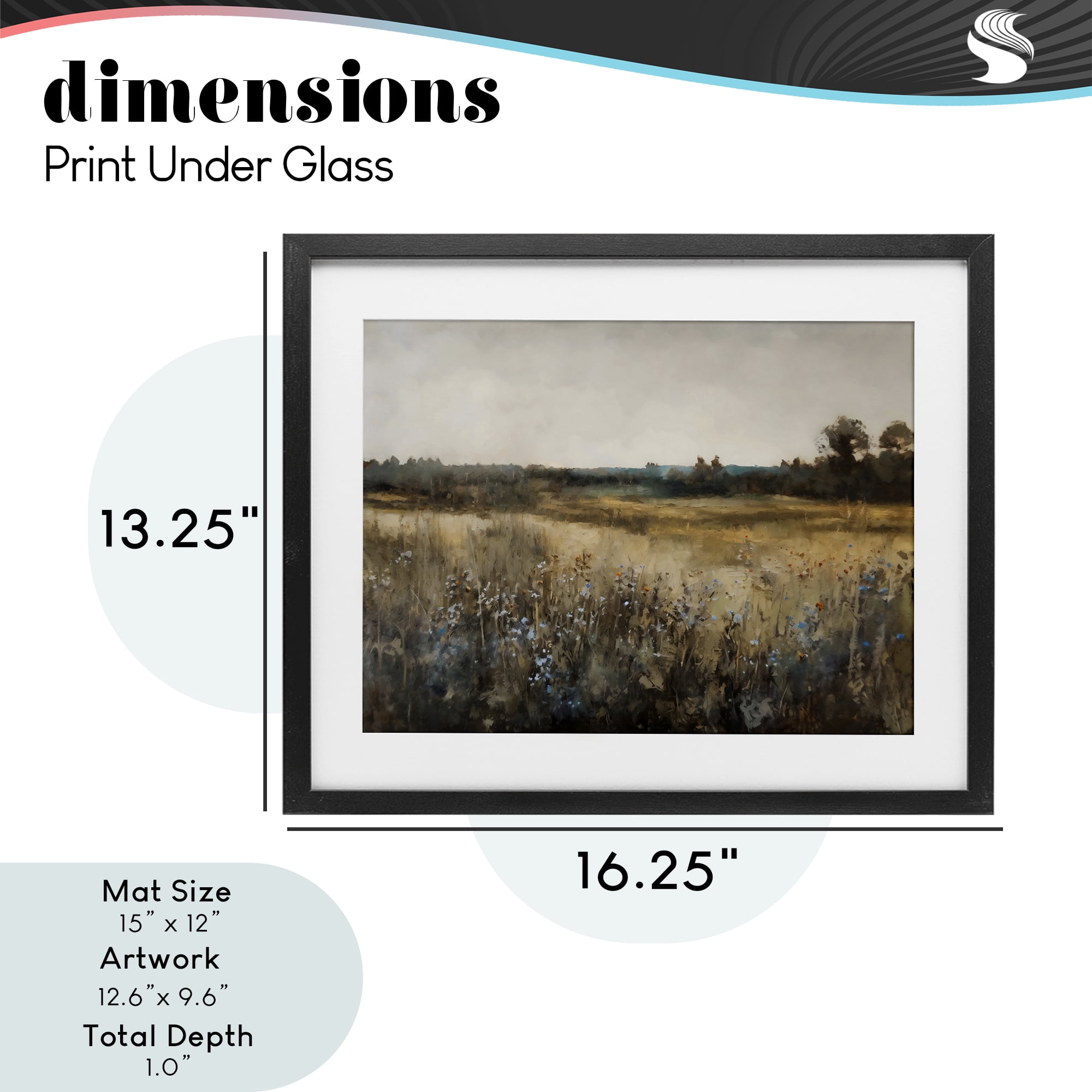 Stupell Industries Wildflowers & Wheat Meadow Black Framed Print Under Glass, design by Creative Studio