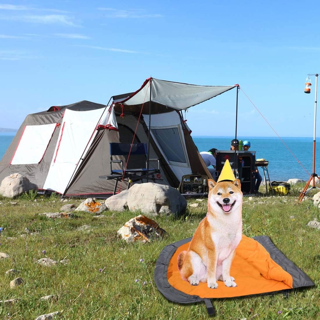 OROOTL Dog Sleeping Bag Bed Portable Pet Bed Dog Mat Outdoor Travel Supplies Waterproof Warm Puppy Sleep Pad for Hiking Camping(Red)