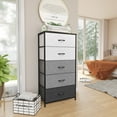 thumbnail image 2 of Pellebant  Fabric Vertical Dresser Storage Chest Tower with 5 Drawers Grey&Black Dark Wood, 2 of 8