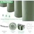 thumbnail image 5 of 72"x72" Shower Curtain, Waffle Textured Thick Fabric Shower Curtains for Bathroom, Polyester Cloth Bath Curtain with 12 Plastic Hooks，Green, 5 of 7