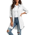 thumbnail image 4 of Guieoi Women's Elegant Casual Vacation-Style Long-Sleeve Shirt Dress Fall with Two Pockets White XL, 4 of 6