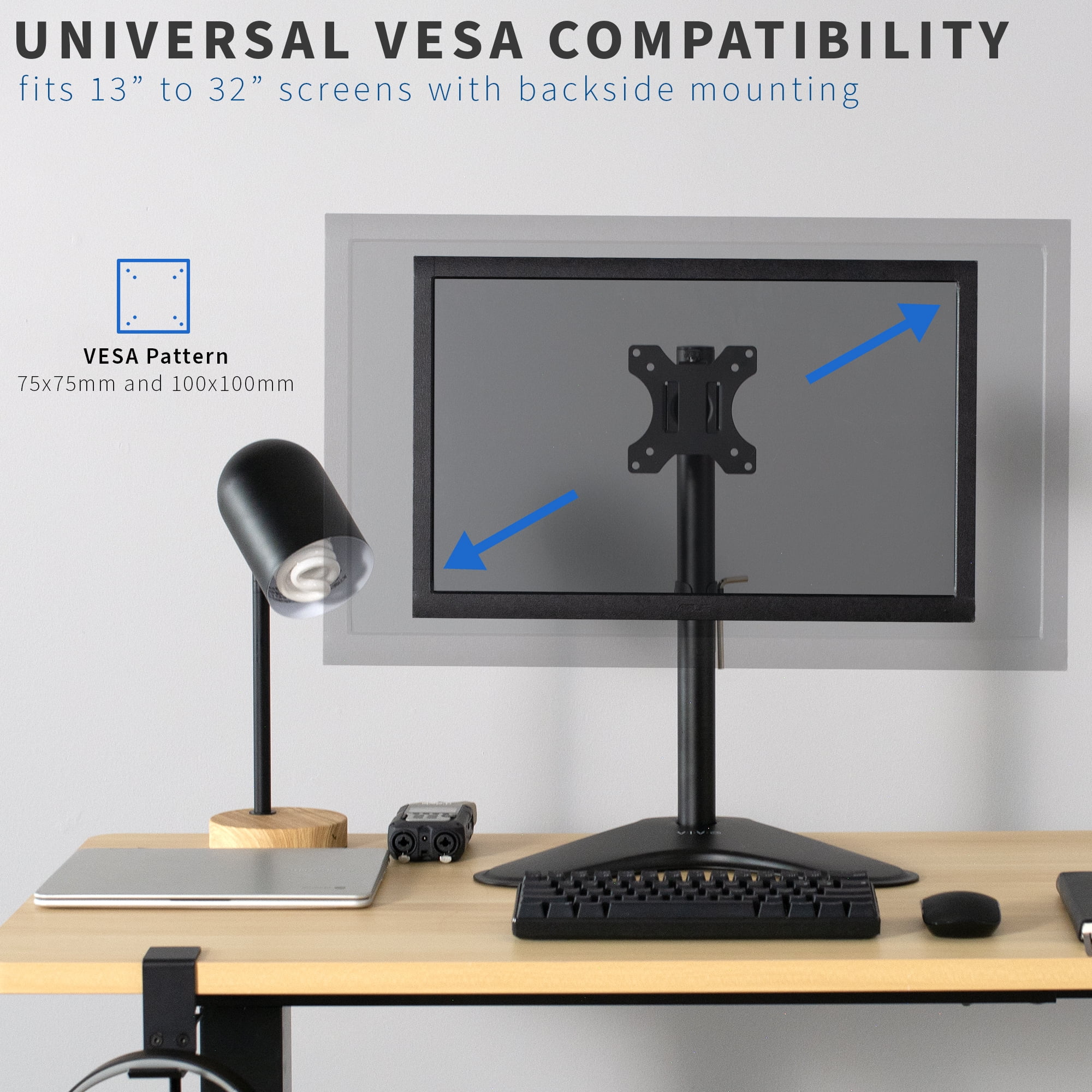 VIVO Black Single LCD Monitor Adjustable Desk Stand, Fits 1 Screen