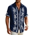 thumbnail image 4 of Havenx Shirts for Men Short Sleeve Floral Print Shirt Button Down Collared Top Vacation Casual Stylish Summer Beach Wear,Navy XL, 4 of 4