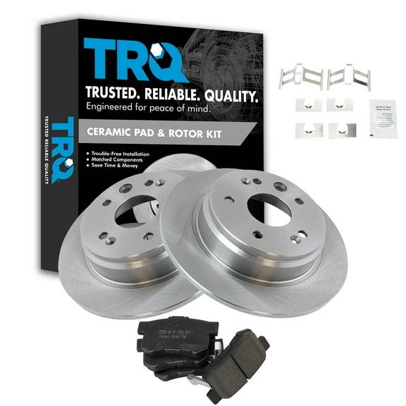TRQ Rear Brake Pad & Rotor Kit Brake Pads Brake Rotor Ceramic Fits Select 1999-2003 Acura TL