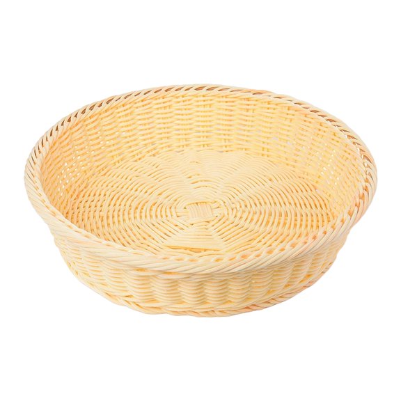 Wicker Woven Bread Basket, Fruit Plate Trays, Tabletop Food Serving Baskets Tray, Handmade Woven Fruit Basket for Food Serving Snacks Hotel Beige 35x7.5cm