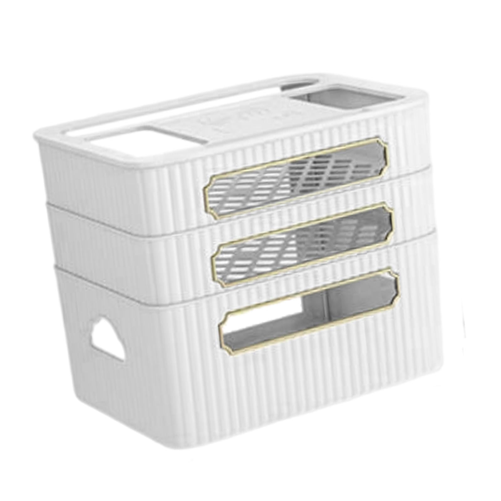Fiocias Router Storage Box Cable Management Box Space Saving Wire Cable Storage Case for White 3 Tier