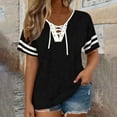 thumbnail image 2 of Horkkom Short Sleeve Shirts for Women Summer V Neck Plus Size Tops Casual Loose Color Block Blouses XXXL, 2 of 9