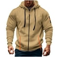 thumbnail image 1 of Ediodpoh Chandail à Capuchon à Manches Longues pour Homme de Printemps et d'Automne, Chandail à Capuchon à Fermeture Éclair Intégrale à Manches Longues Uni, Design Extérieur Unique, Décontracté pour Homme, Kaki, TTG, 1 of 6