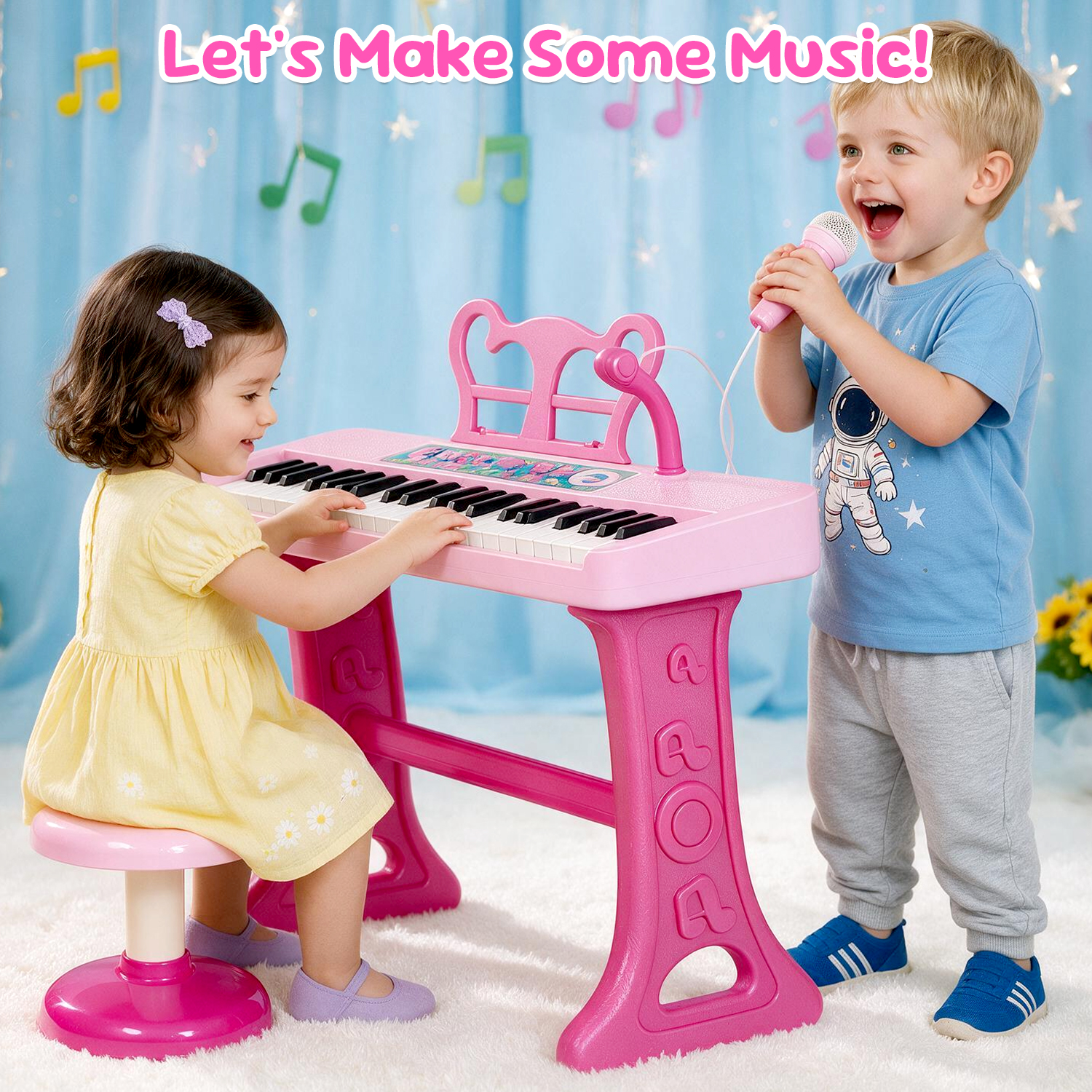 LINXUXIE 37-Key Kids Piano with Microphone and Stand photo 7