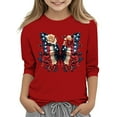 thumbnail image 2 of Spazoro Toddler Girls 3/4 Sleeve Shirts, Round Neck Casual Graphic Print Spring and Fall Fashionable Tops for Girls Red Size 4-5T, 2 of 4