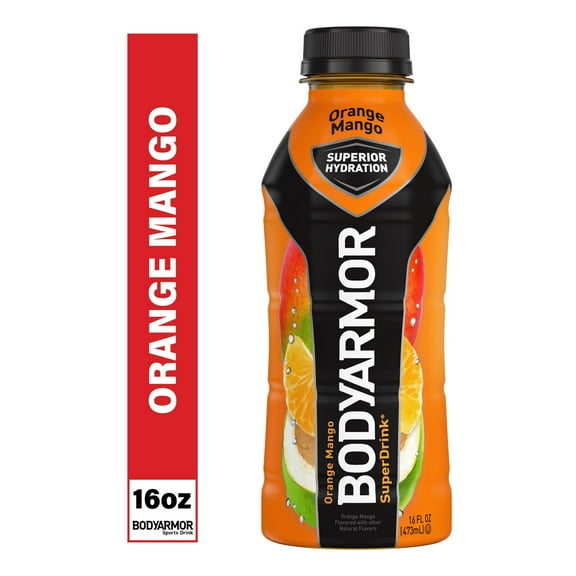 BODYARMOR SuperDrink Orange Mango Sports Drink, 16 fl oz, (Pack of 4)