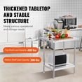 thumbnail image 3 of VEVOR Stainless Steel Prep Table, 24 x 30 x 34 Inch, 700 lbs Load Capacity, Heavy Duty Metal Worktable with 3 Adjustable Height Levels, Commercial Workstation for Kitchen Garage Restaurant Backyard, 3 of 9