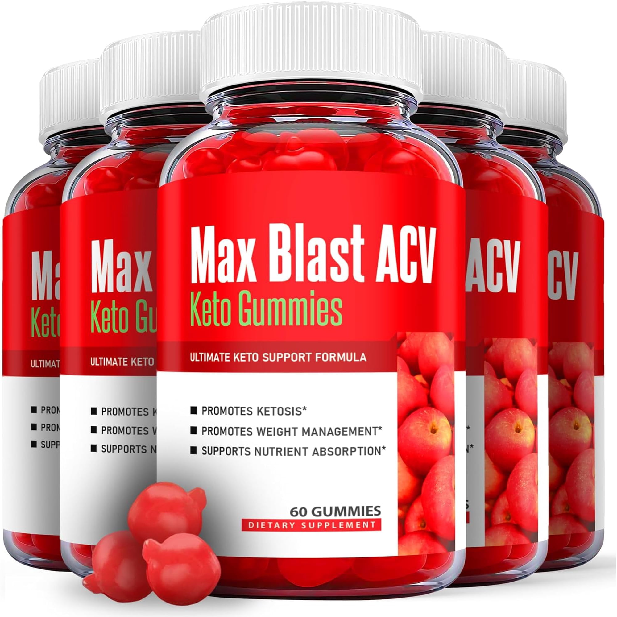 (5 Pack) Max Blast Keto ACV Gummies -Apple Cider Vinegar Supplement for Weight Loss - Energy & Focus Boosting Dietary Supplements for Weight Management & Metabolism - Fat Burn - 300 Gummies