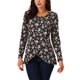 thumbnail image 1 of Camisetas Casual de Manga Larga con Cuello Redondo y Dobladillo Asimétrico Floral INSPIRE CHIC Negro S, 1 of 5