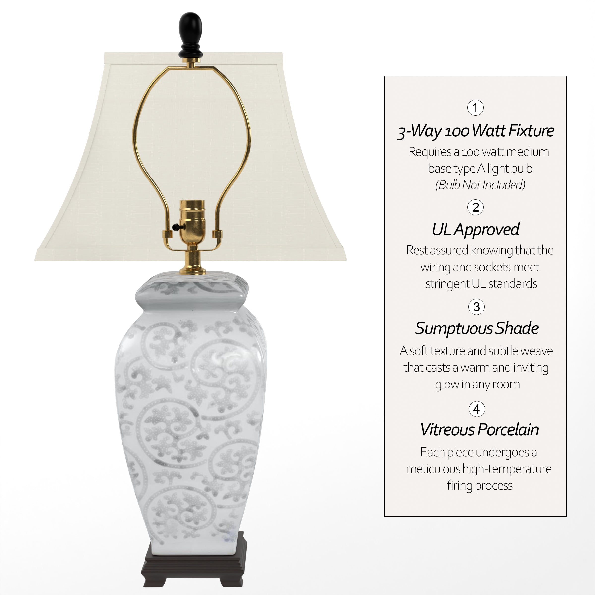 Ivory Vines Porcelain Lamp