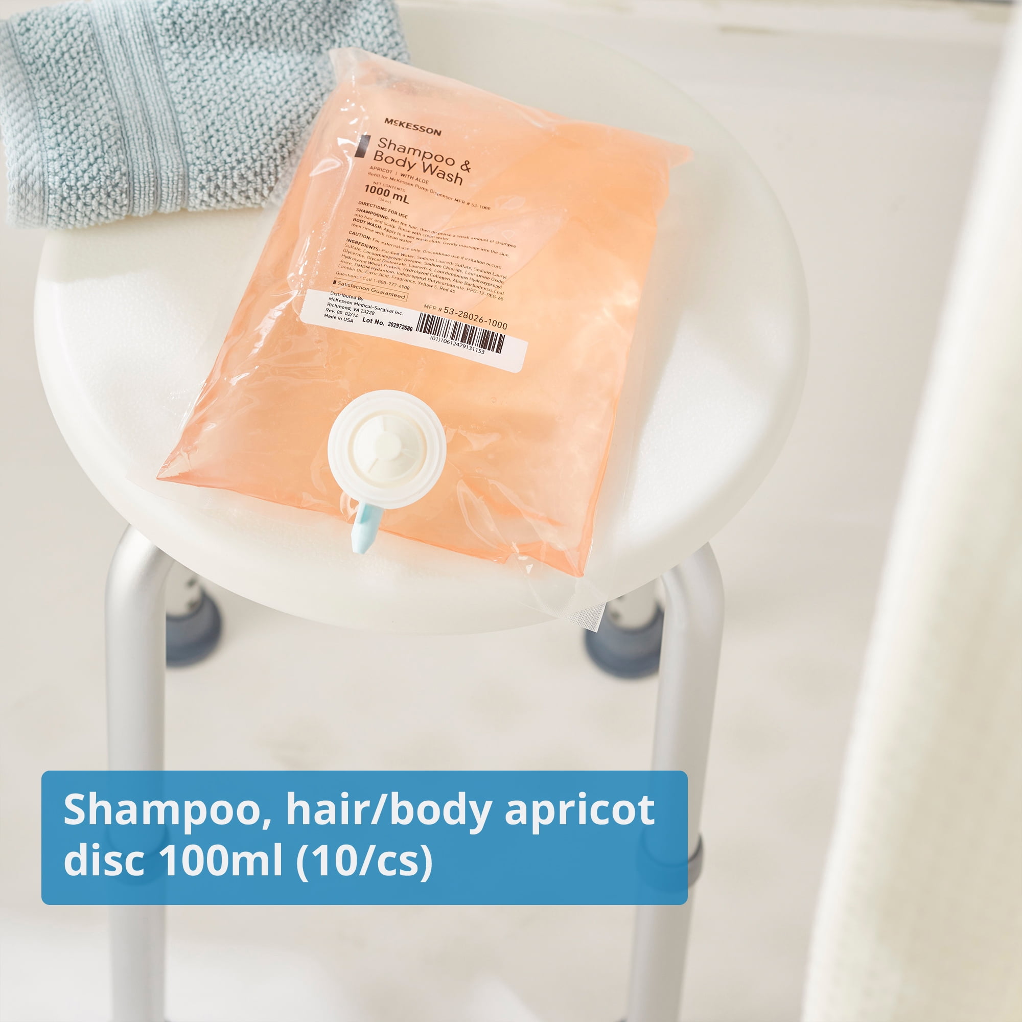 McKesson Shampoo and Body Wash for Fragile Skin and Hair - Apricot Scent, 1000 mL, 10 Ct