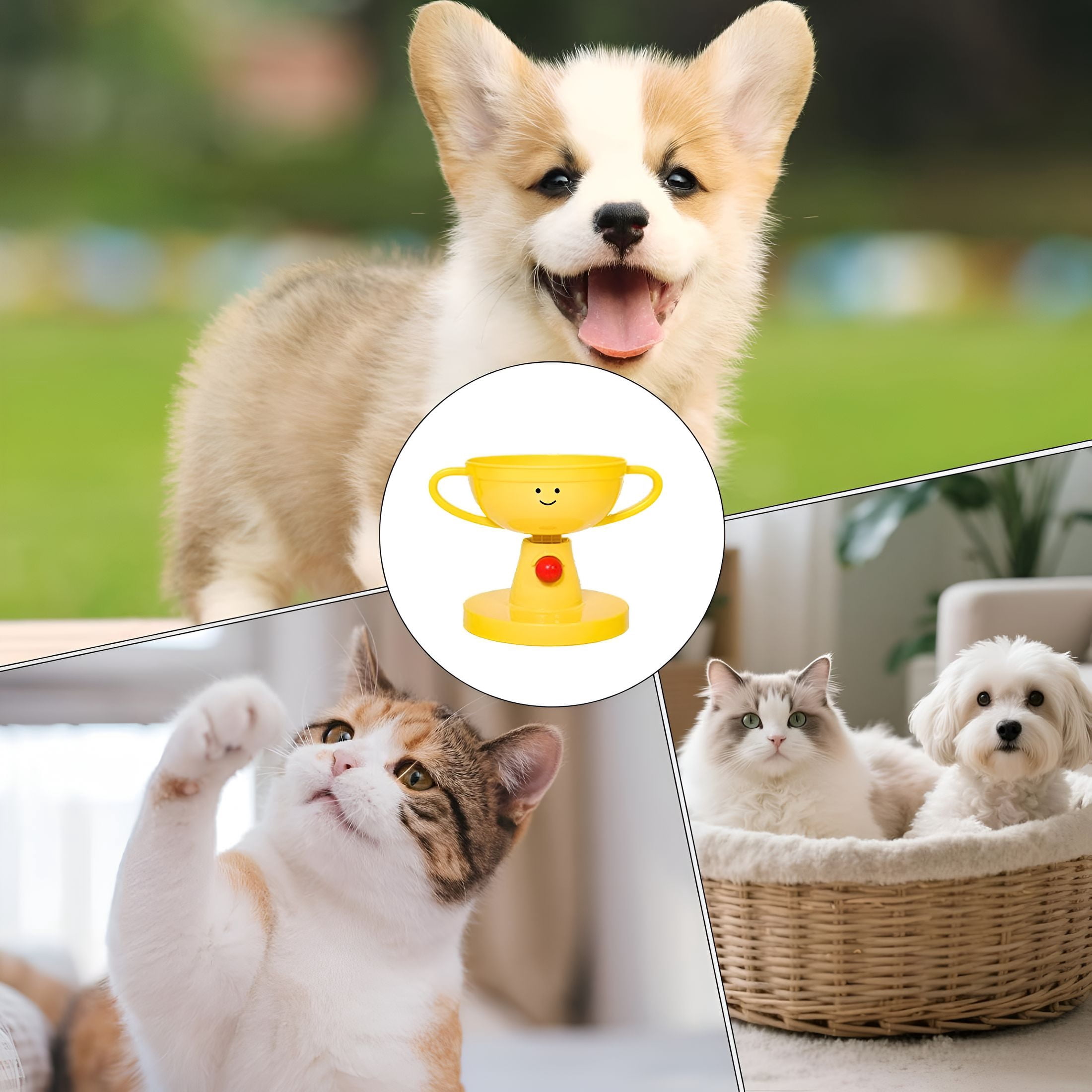 ACDANC 2026 New Adjustable Elevated Cat Bowl, Trophy Shaped Raised Pet Food Bowl with 5 Height Levels, Abs Or Ceramic Bowl for Cats Small Dogs