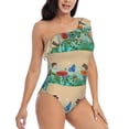 thumbnail image 3 of Easygdp Colorful Plants And Insects Women's One Shoulder Ruffle Monokini Bathing Suits with Removable Chest Pad, Quick Drying - Small, 3 of 8