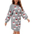 thumbnail image 3 of Wassery Women Christmas Sweater Dress Juniors Long Sleeve Crew Neck Santa Print Loose Knitwear Long Dress Lady Autumn Winter Casual Warm Pullover Dress, 3 of 6