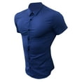 thumbnail image 4 of Coduop Mens Muscle Dress Shirts Slim Fit Solid Color Short Sleeve Casual Button Down Shirt Blouse, 4 of 5