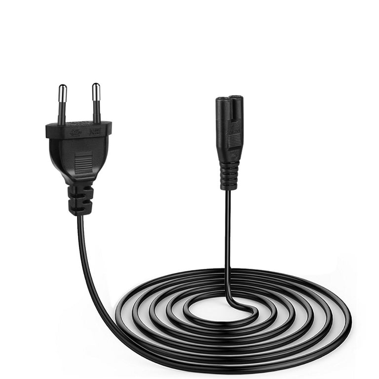 EU 2- Cable de alimentación de ranura Euro Plug a IEC320 C7 Figura 8 Cable  de alimentación europeo no polarizado de 2 clavijas para TV, PS3, PS4