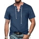 thumbnail image 2 of Camiseta de denim con cuello en V para hombre: camiseta de manga corta con flecos, diseño moderno, versátil para el trabajo o las vacaciones, tallas disponibles de la S a la XXXL, 2 of 8