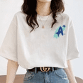 thumbnail image 1 of Camiseta de algodón transpirable que absorbe el sudor, holgada, con hombros caídos, cuello redondo, capa base Dongdaemun, moderna, para estudiantes, talla grande, 1 of 4