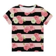 thumbnail image 1 of Penkiiy Garçons Filles Enfants T-Shirts Rayés Imprimés Floraux, T-Shirts Originaux Col Rond Manches Courtes 5-6 Ans Multicolore, 1 of 5