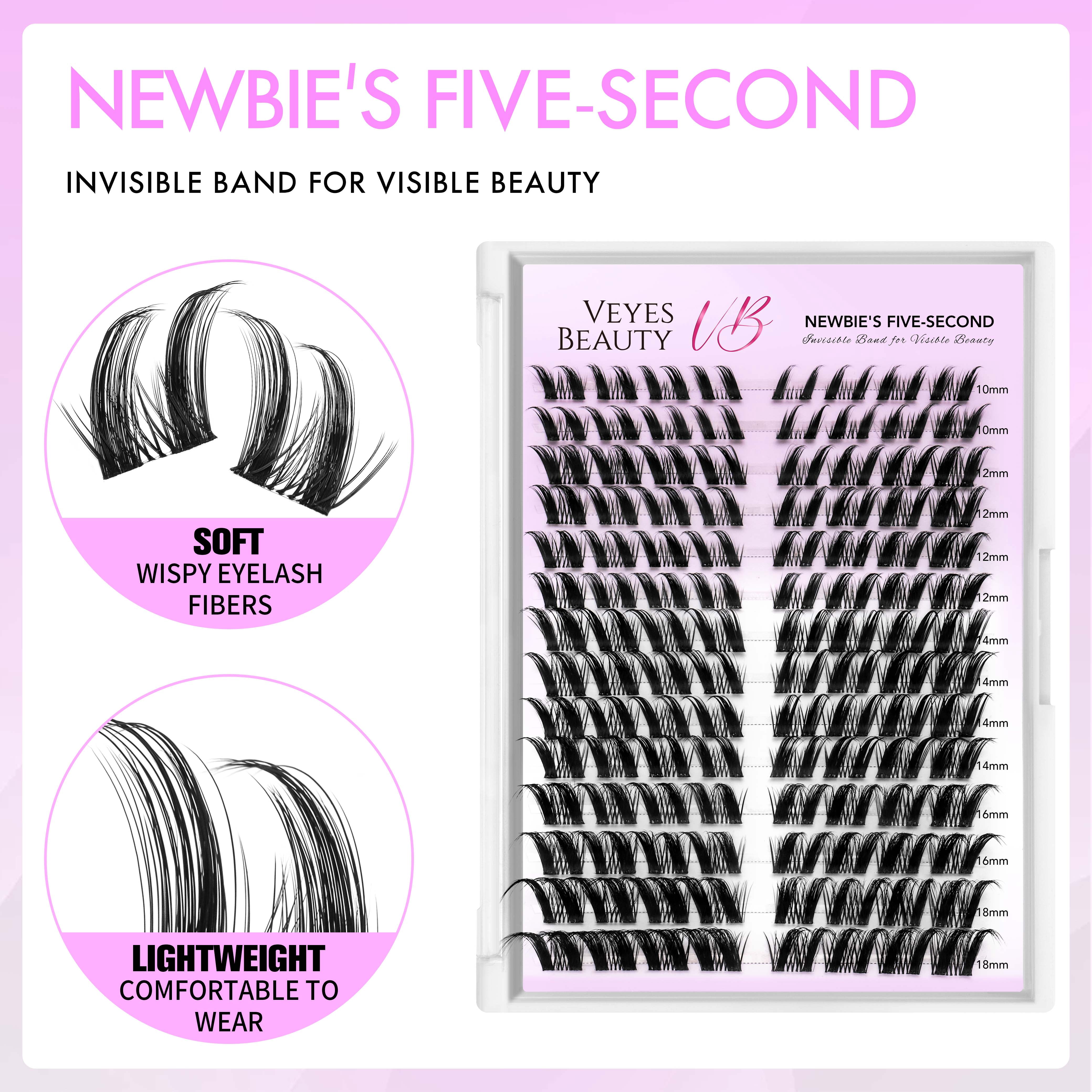 VEYESBEAUTY DIY Lash Cluster Velvet Wing Lashes - Reusable False Eyelashes for Effortless Glam and Volume