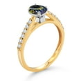 thumbnail image 3 of Gem Stone King 10K Two Tone Gold Blue Mystic Topaz and White Lab Grown Diamond Engagement Ring for Women (1.13 Cttw, Gemstone November Birthstone, Oval 7X5MM, Size 7), 3 of 4