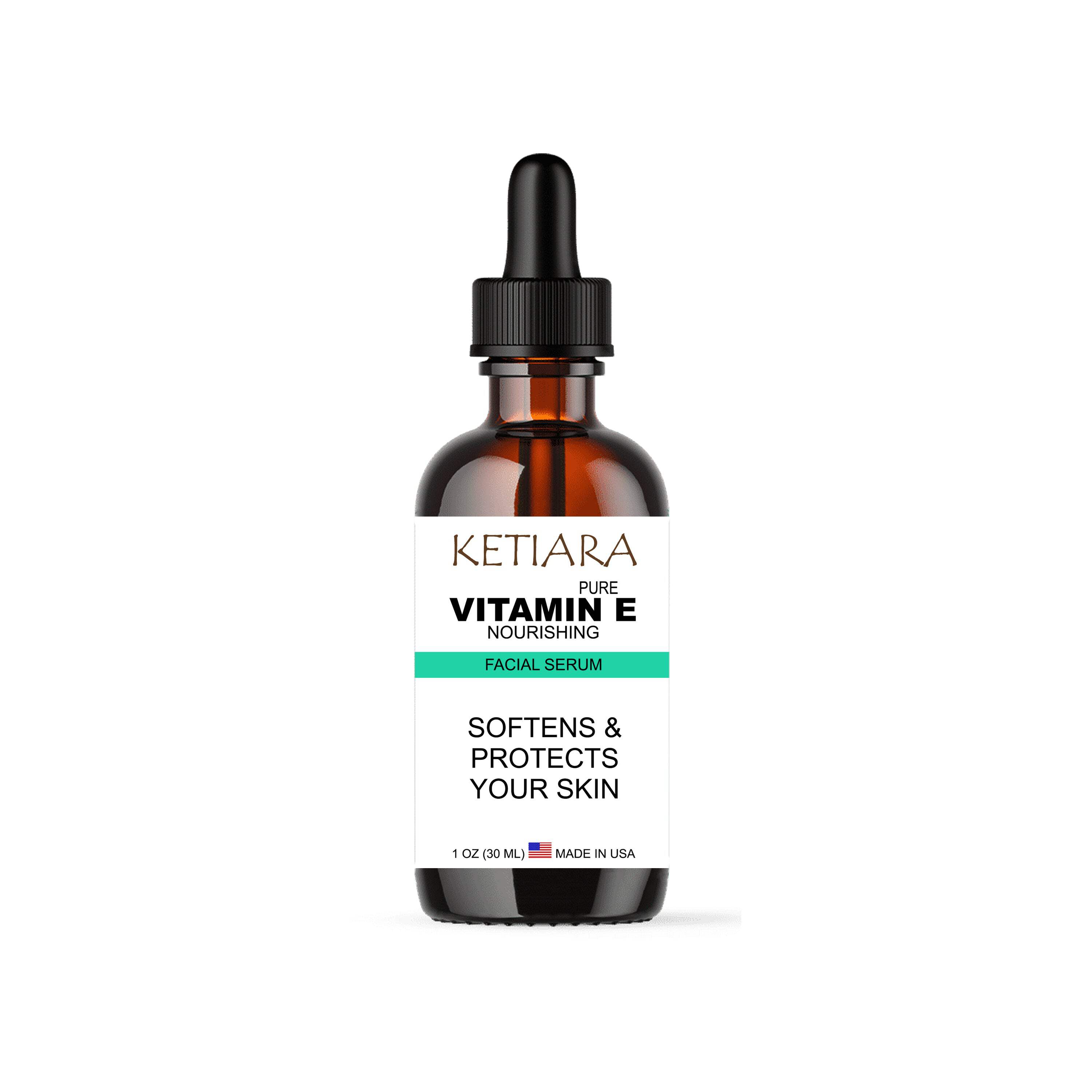 Ketiara Pure Vitamin E Face Serum Deep Moisturizing Serum, Reduces Dark Spot, Prevents Sunburn
