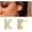GoldK, variant on Initial Stud Earrings Letter K, 925 Sterling Silver Post with Zirconia Gold Pleated