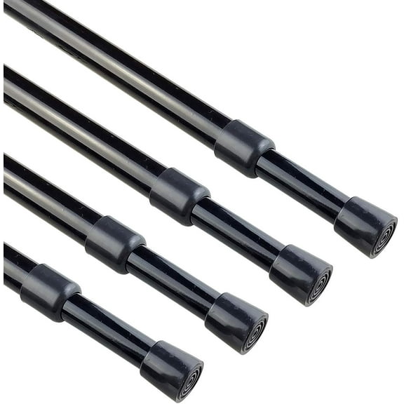 FFHAAD-4 Pack 5/8" Spring Tension Curtain Rod, RV Tension Bars, Cupboard Rod Black 10 to 16 Inch