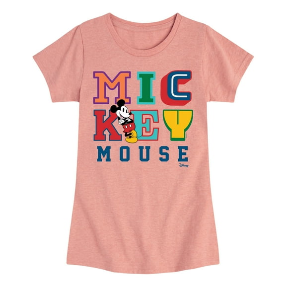 Disney - Mickey Mouse Different Letters - Toddler & Youth Girls Short Sleeve Graphic T-Shirt