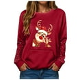 thumbnail image 6 of Kaprioy Womens Christmas Long Sleeve Sweatshirts Oversized Crewneck Xmas Print Long Sleeve Funny Holiday Fall Fashion Winter Clothes Red, XXL, 6 of 7