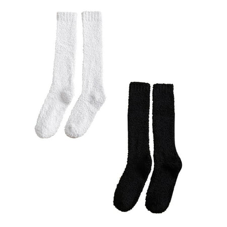 

Winter Women Coral Fleece Socks Middle Tube Sleeping Home Solid Calf Socks Dress Socks for Men