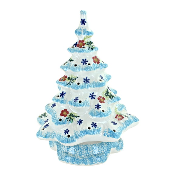 Blue Rose Polish Pottery Blue Christmas Tree Luminary