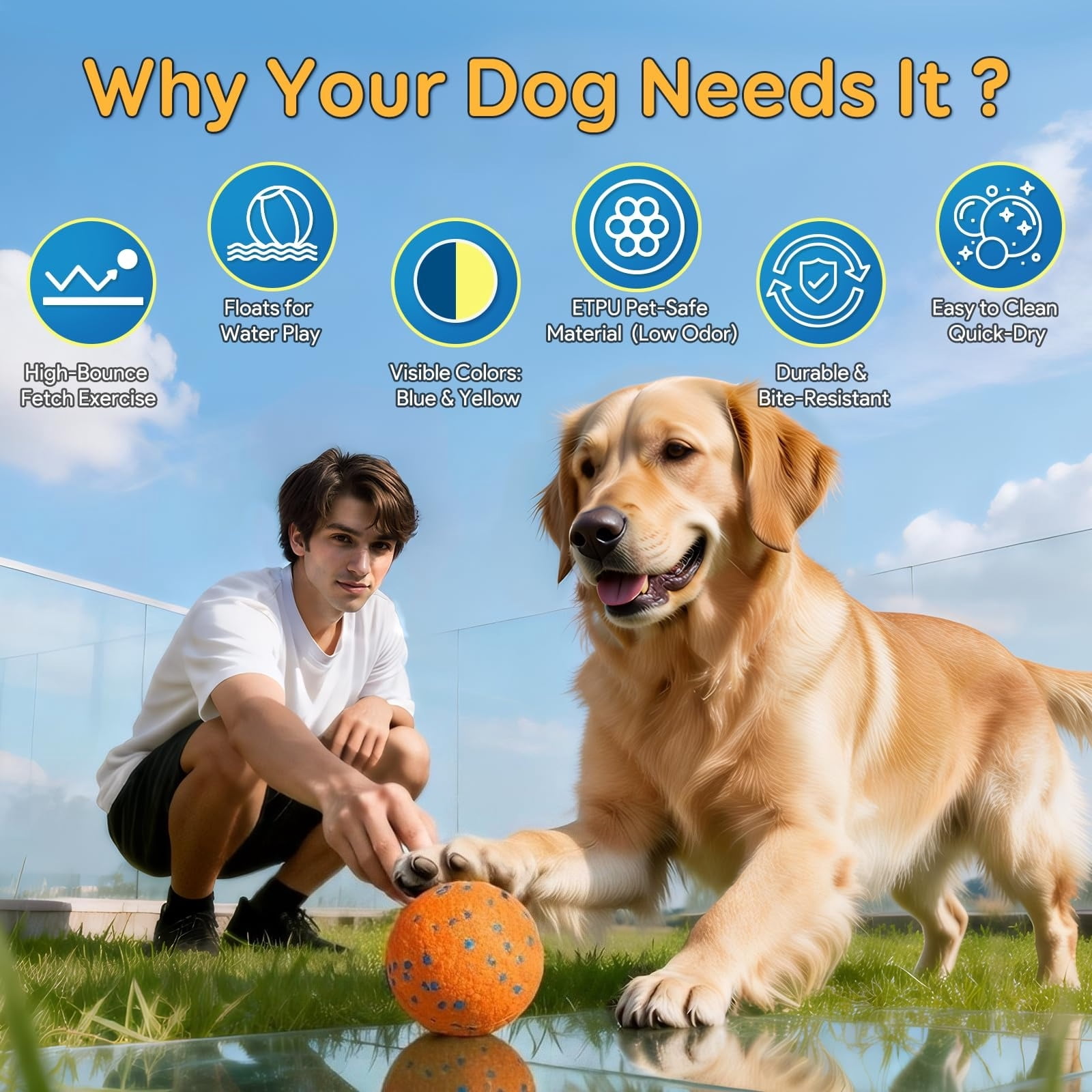 mirlewaiy Dog Balls Tennis Ball Toys Dog Toys for Aggressive Chewers Durable Teething Chew Toys Water Toy Fetch Ball for Large Medium Small Dog and Puppies (4 Balls)