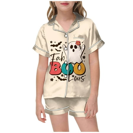 

Icvfdpl Toddler Girls Outfits Set Pajamas For Children Shirt And Pant Matching Sleepwear With Pockets For Halloween Casual Outfit Out Wear