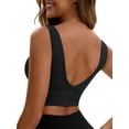 thumbnail image 3 of INSPIRE CHIC Women's V Back Wide Straps Slim Fit Full Coverage Sports Bras Longline Workout Padded Tank Top S Black, 3 of 4