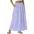 thumbnail image 2 of Hvyesh Cotton Linen Skirt for Women Smock Layered Tiered Maxi Skirt High Waisted A Line Flowy Skirts with Pockets, 2 of 9