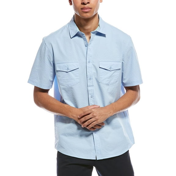 Vintage 1946 mens Vintage 1950 Hybrid Seersucker Shirt, m, Blue
