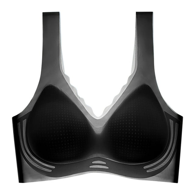 Kyusrd Full Coverage Bras For Women Comfort Back No Trace Without Steel Ring Ice Silk Plus Size Fixed Cup Lingerie Nursing Bra Solid Color Oversized Soft Breathable Comfortable Bra