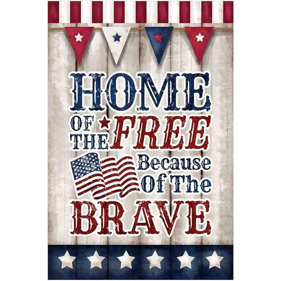 4th of July Home of The Free Because of The Brave Decorative American Patriotic House Flag 28x40 inch