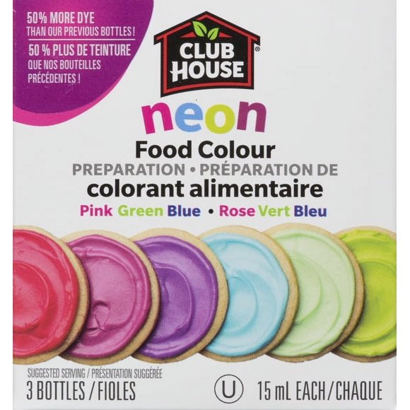Club House, Neon Food Colour Preparation, Pink, Green, Blue